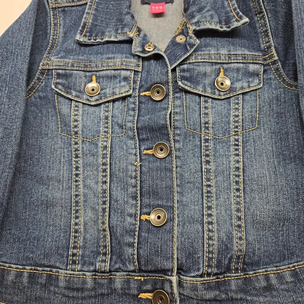 Children's Place Boy Jacket 5/6  Size 5 6  Blue Jean Denim Rivets Coat Child Kid